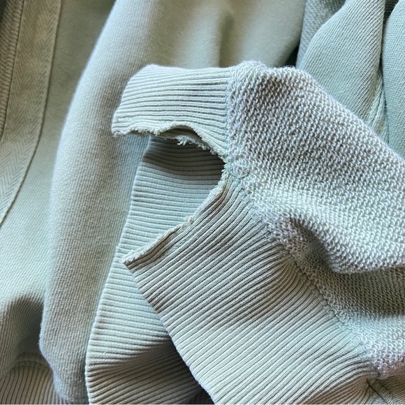 Aerie Keep it Light Crochet Crew Sweatshirt Oversized Green Size XXS Cozy - Picture 12 of 14